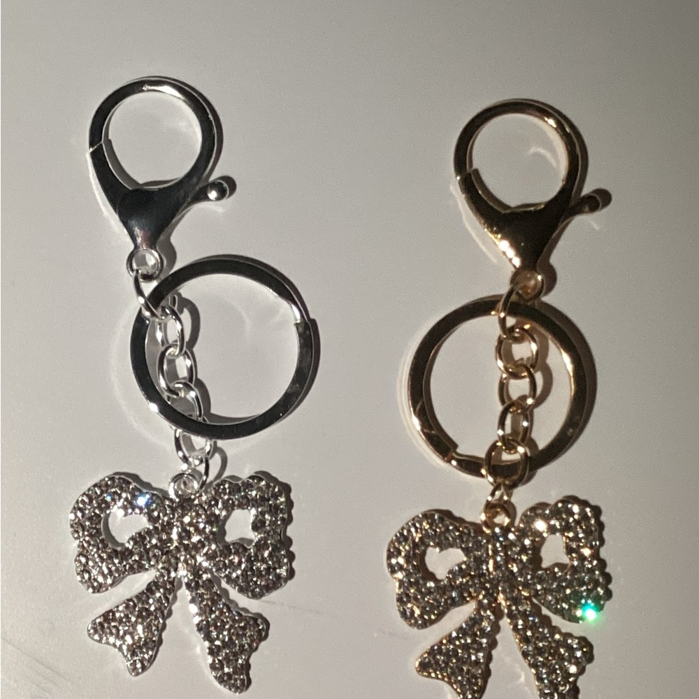 Silver and Gold Bow Keychains